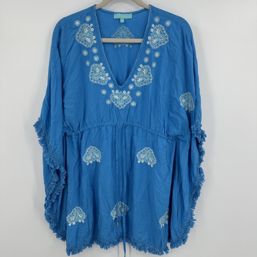 Melissa Odabash Kaftan Womens One Size Embroidered Boho Tunic Cover Up Beachwear